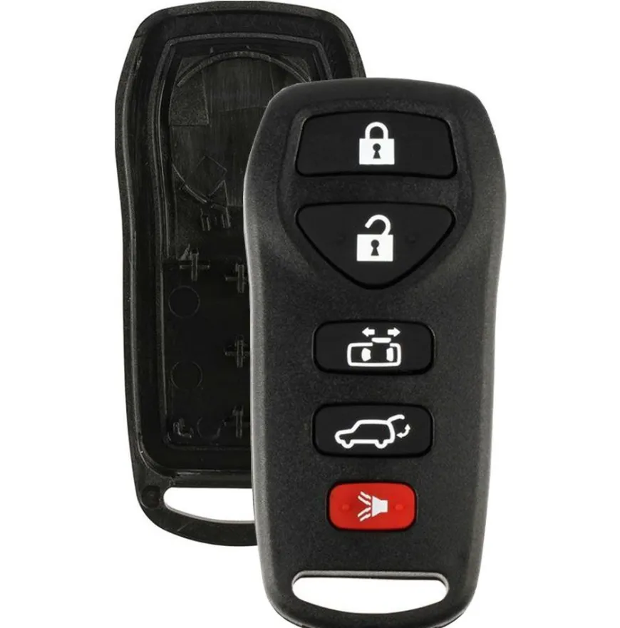 5 button Nissan Quest remote replacement shell with rubber buttons by Car & Truck Remotes