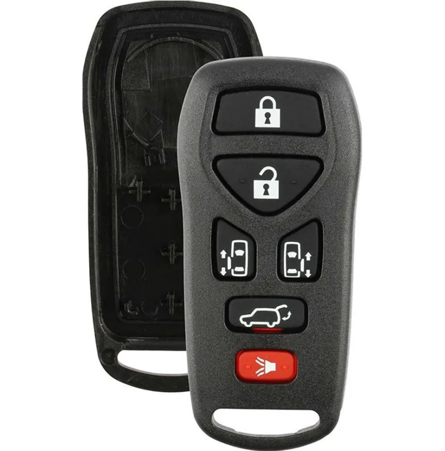 6 button Nissan Quest remote replacement shell with rubber buttons by Car & Truck Remotes