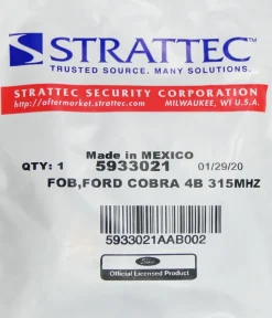 2021 Ford Mustang Cobra Smart Remote Key Fob