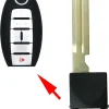 Nissan Infiniti Emergency Insert key NI06 NI05 for smart remotes - no chip, black head by Car & Truck Remotes