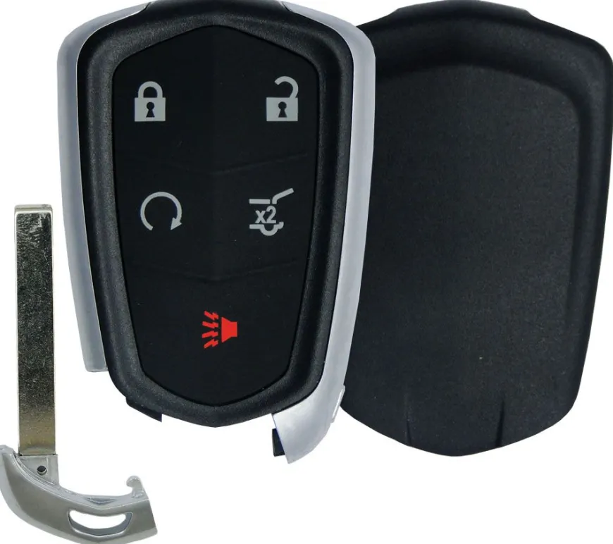 Replacement CADILLAC SRX, XT4, XT5 5 button remote case w/ power door button and insert key