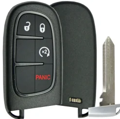 Replacement 4 button Dodge Jeep Smart Remote Shell w/ Remote Start by Car & Truck Remotes