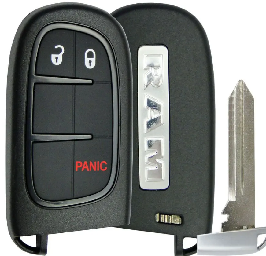 Replacement 3 button Dodge Jeep Smart Remote Shell + insert key by Car & Truck Remotes