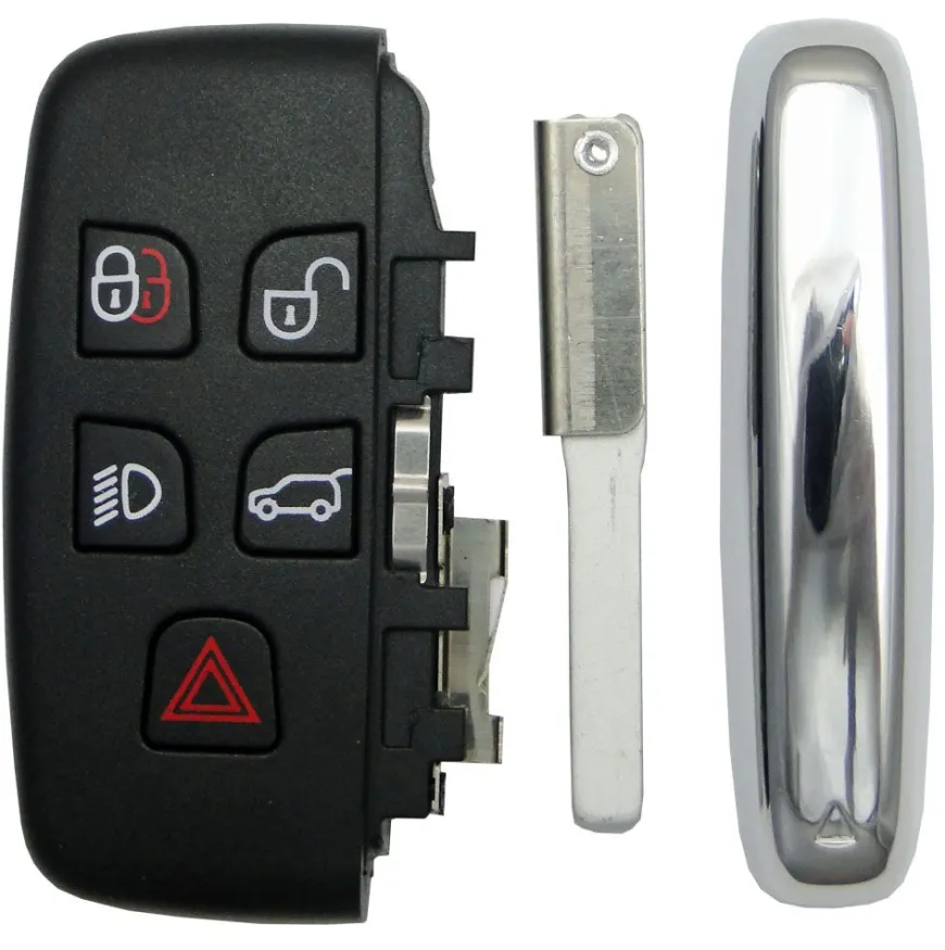Replacement Jaguar Land Rover 5 button smart remote shell w/ insert key