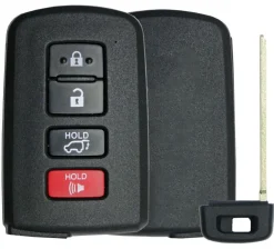 Toyota 4 Button w/ Power Gate Smart Remote Replacement Shell by Car & Truck Remotes
